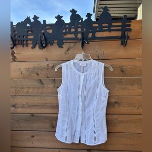 276.Laundry by Shelli Segal White Sleeveless Eyelet Cotton Summer Top